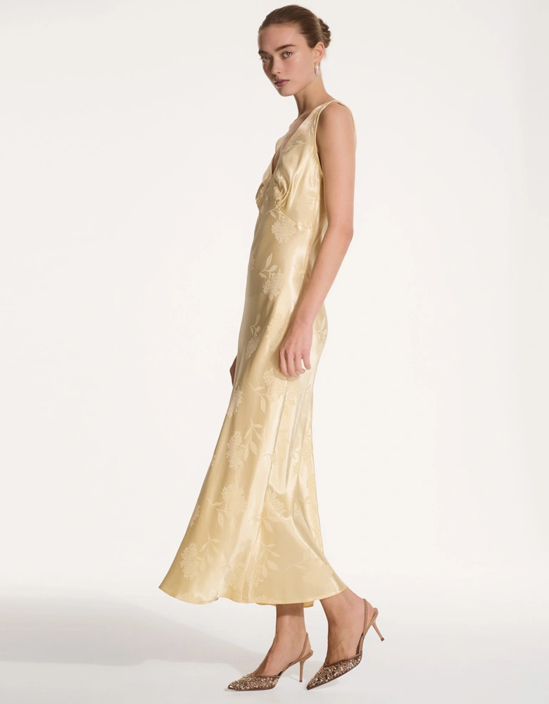 Iris Jacquard Dress in Vintage Yellow