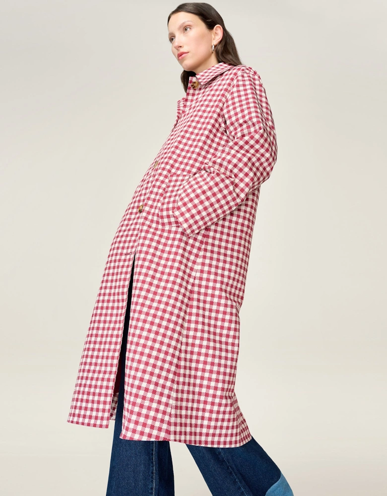 Charleston Checked Trench in Merlot and Cream