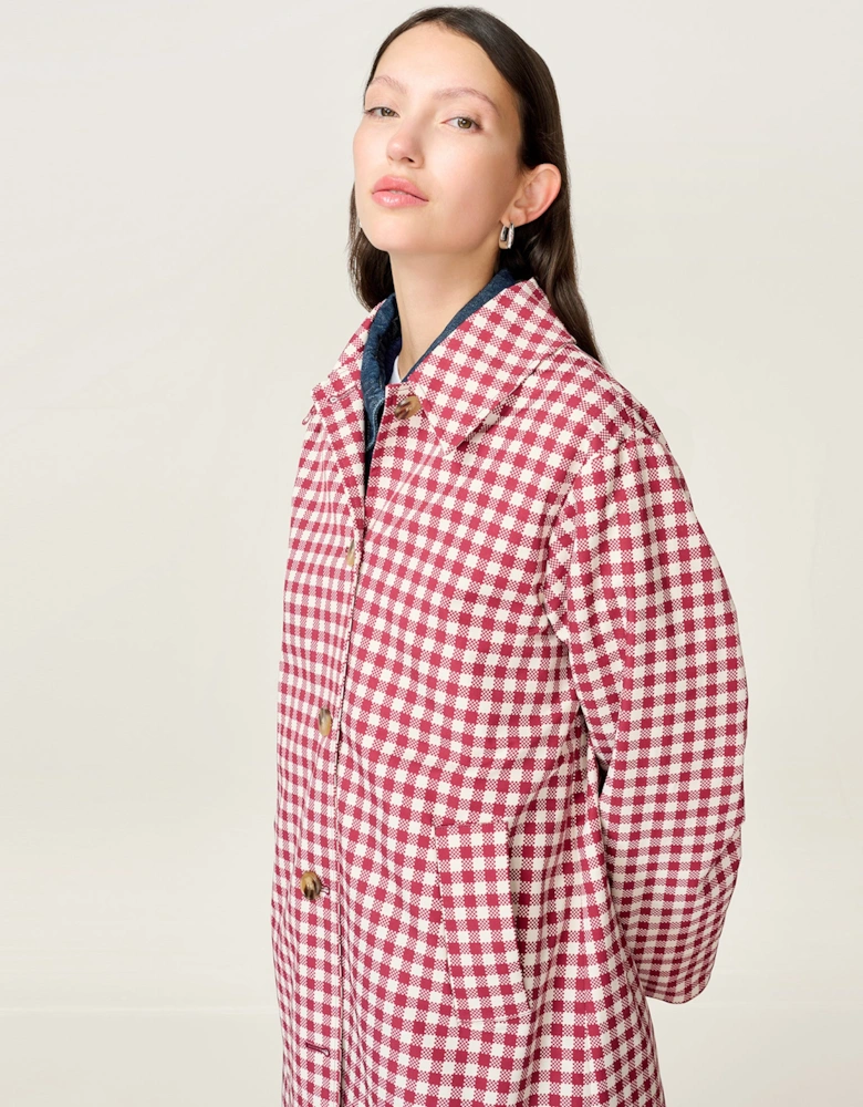 Charleston Checked Trench in Merlot and Cream