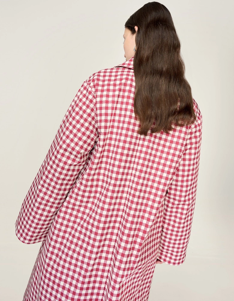Charleston Checked Trench in Merlot and Cream