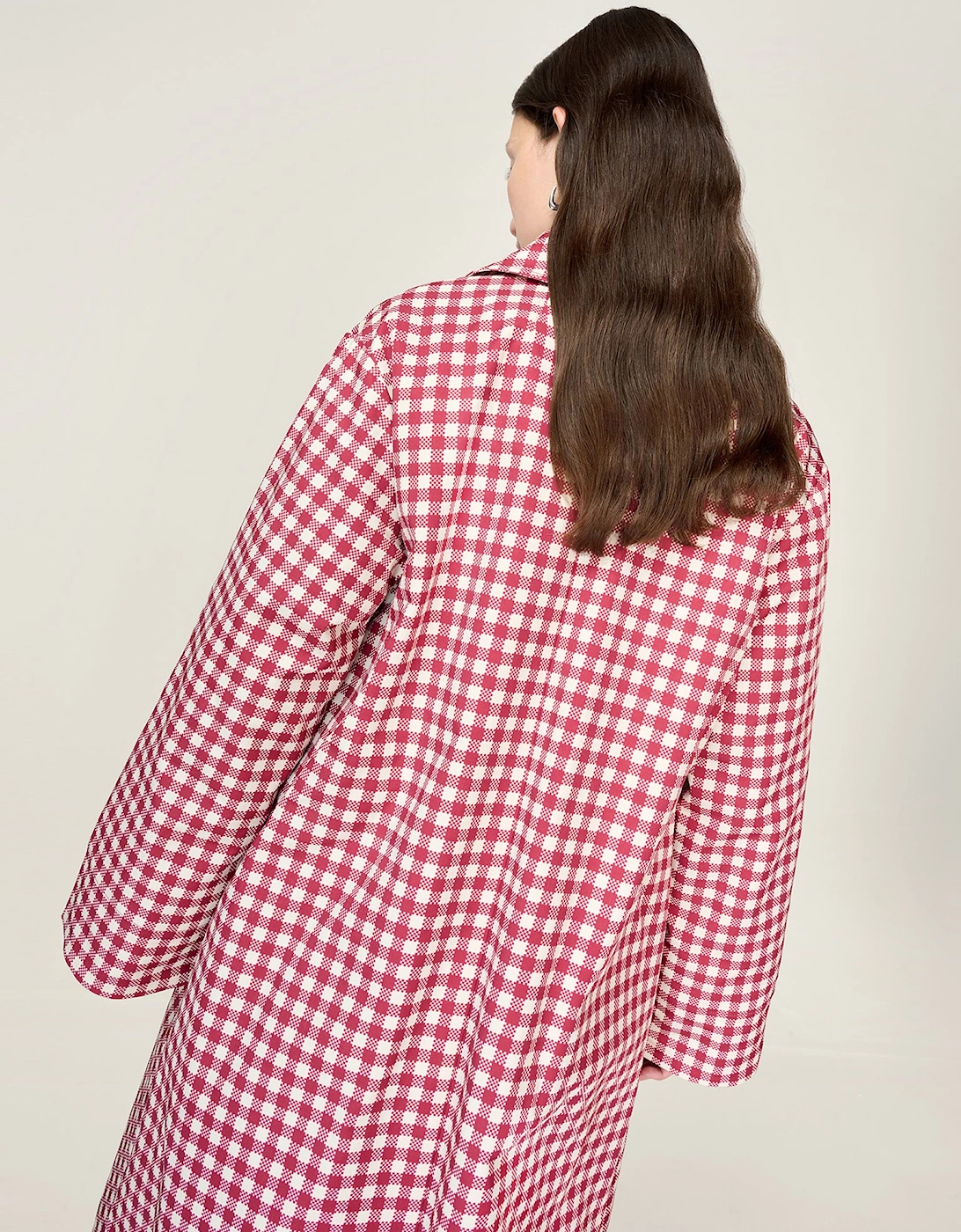 Charleston Checked Trench in Merlot and Cream