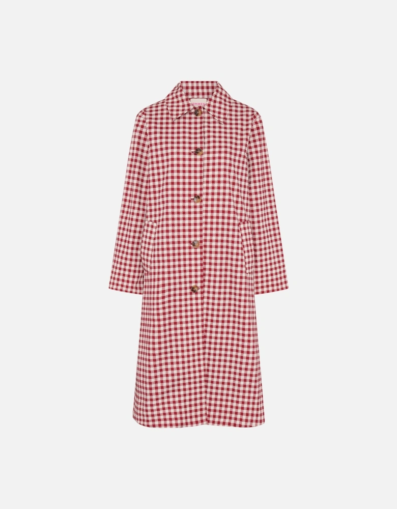 Charleston Checked Trench in Merlot and Cream