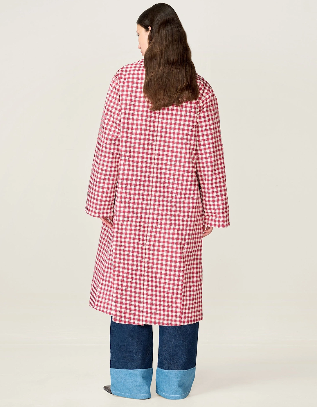 Charleston Checked Trench in Merlot and Cream