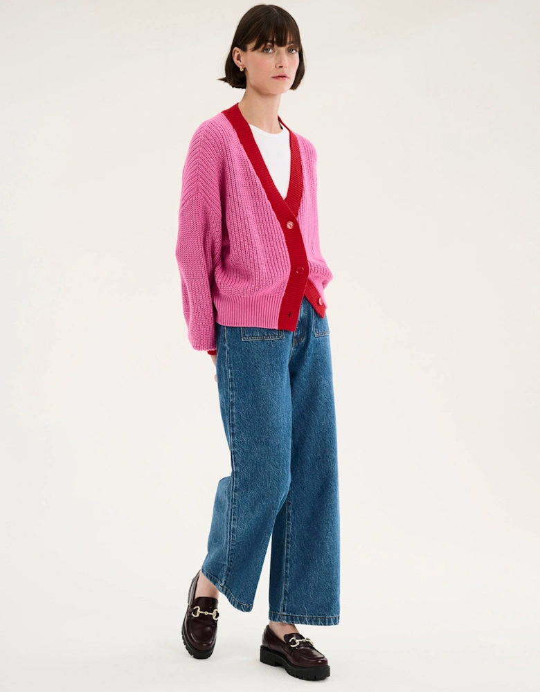 Hopper Cardigan in Pink and Red