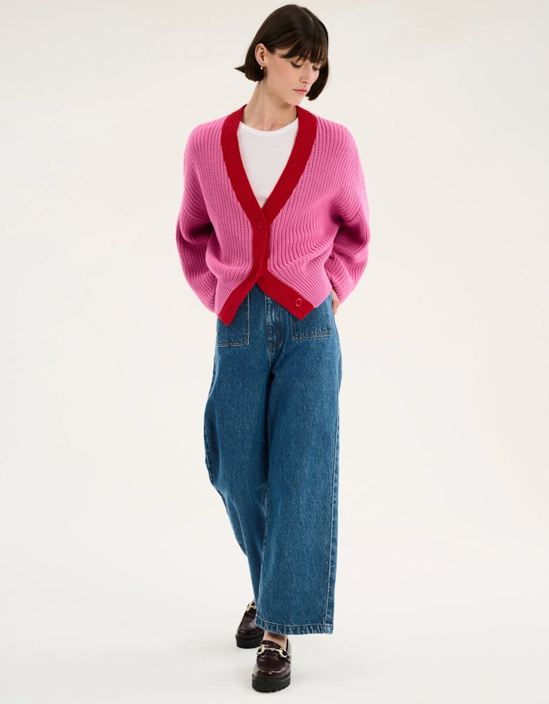 Hopper Cardigan in Pink and Red
