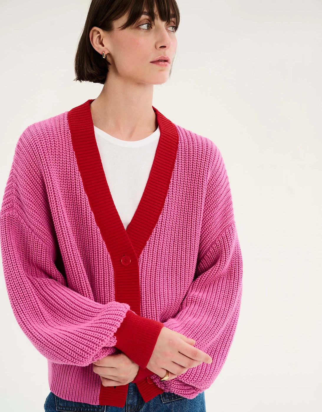 Hopper Cardigan in Pink and Red