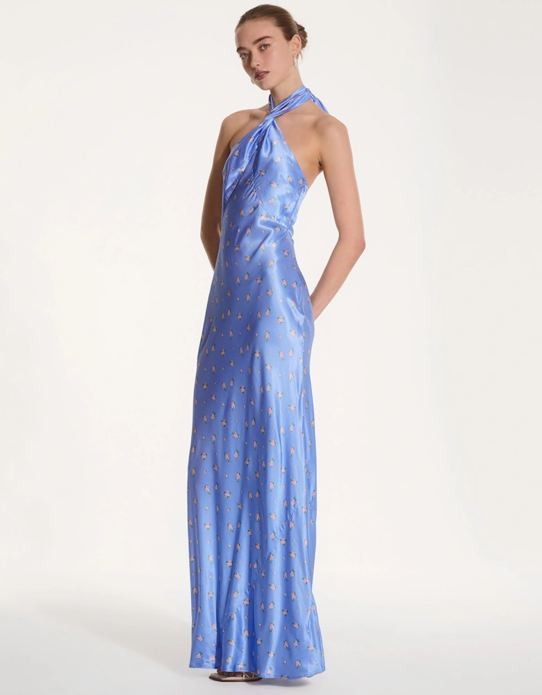 Arles Floral Dress in Light Blue