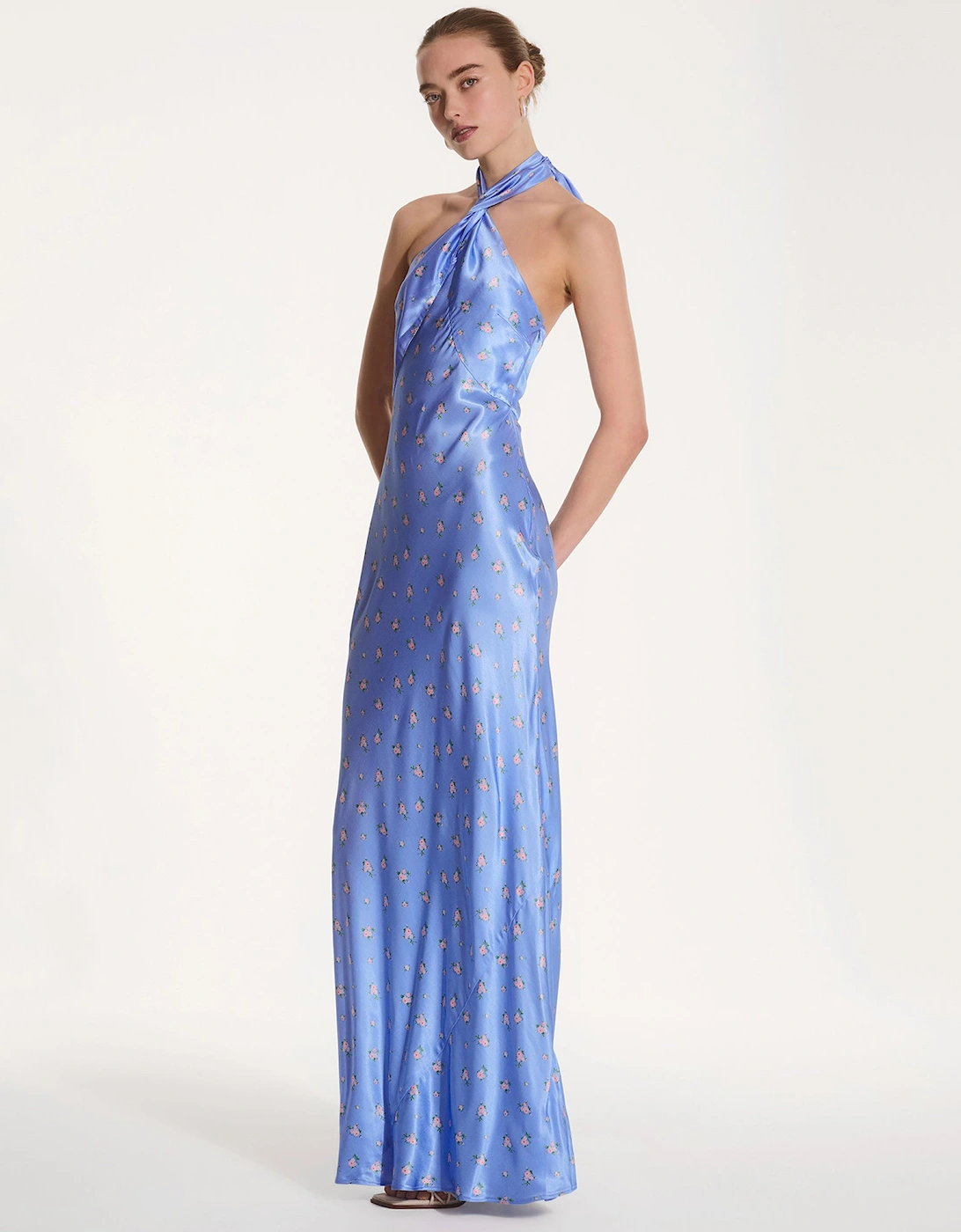 Arles Floral Dress in Light Blue