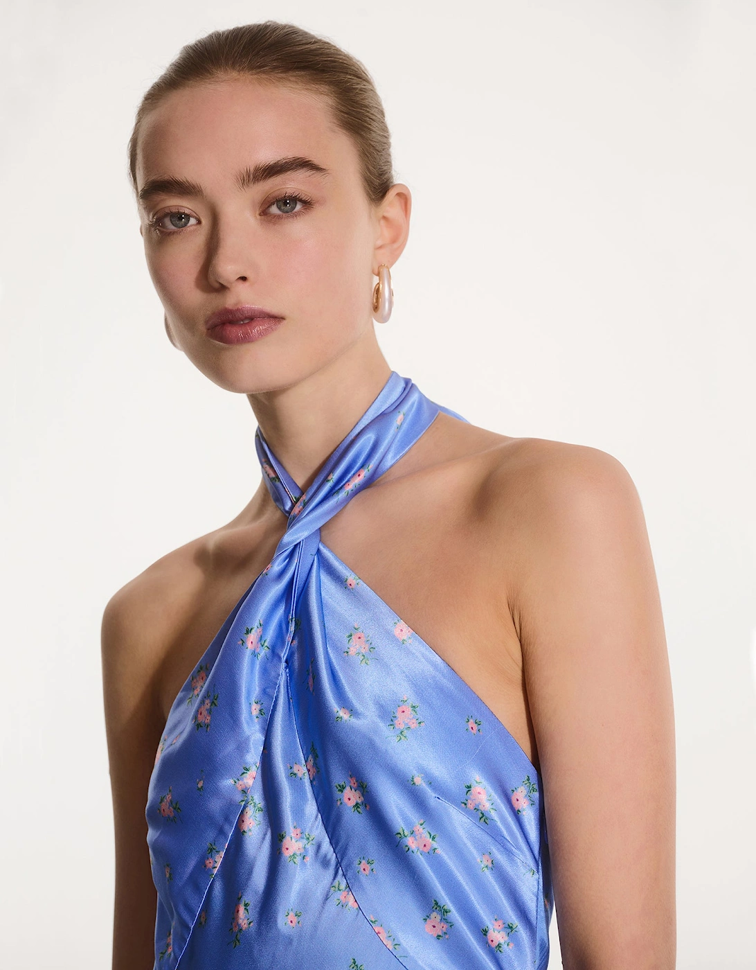 Arles Floral Dress in Light Blue