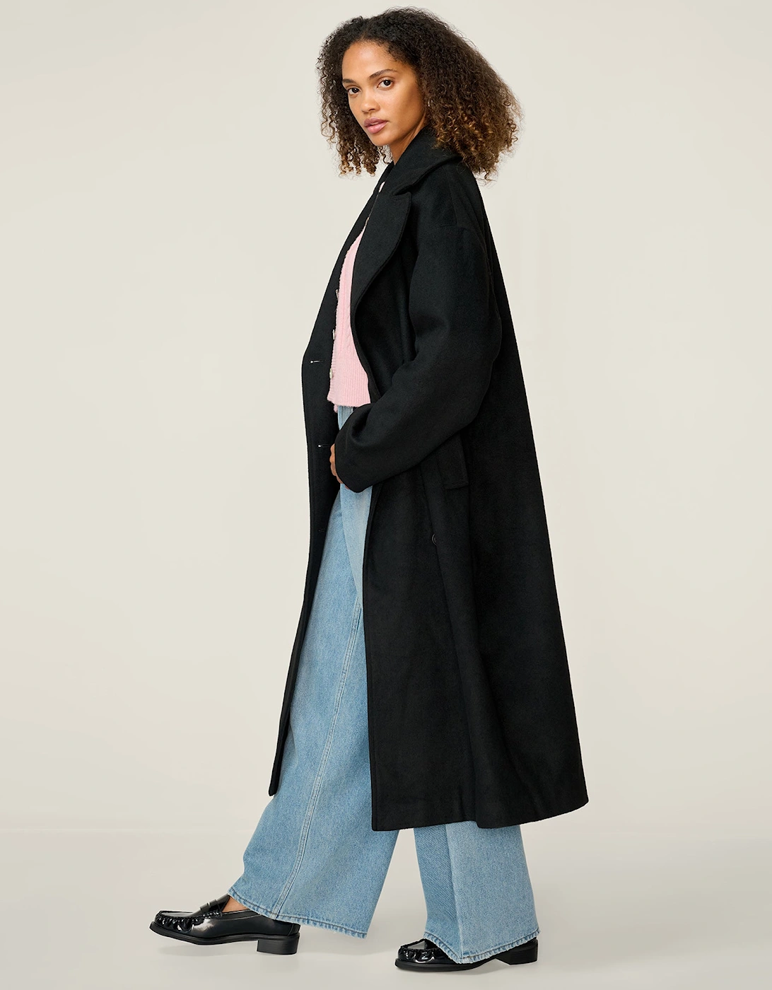 Tina Wool Blend Coat in Black