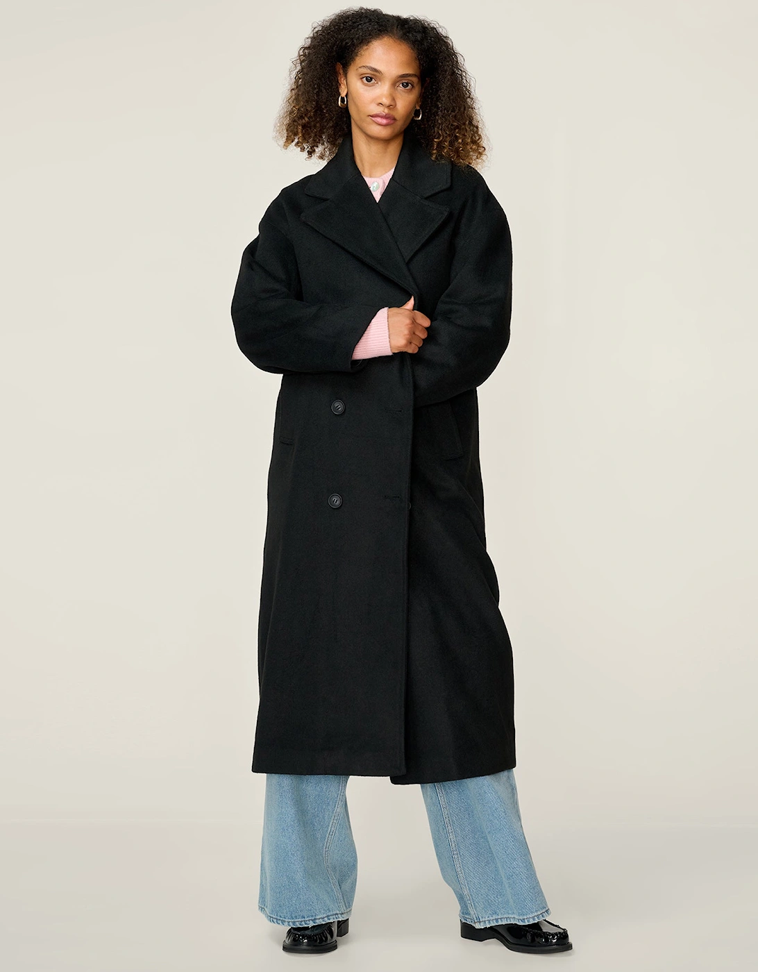 Tina Wool Blend Coat in Black