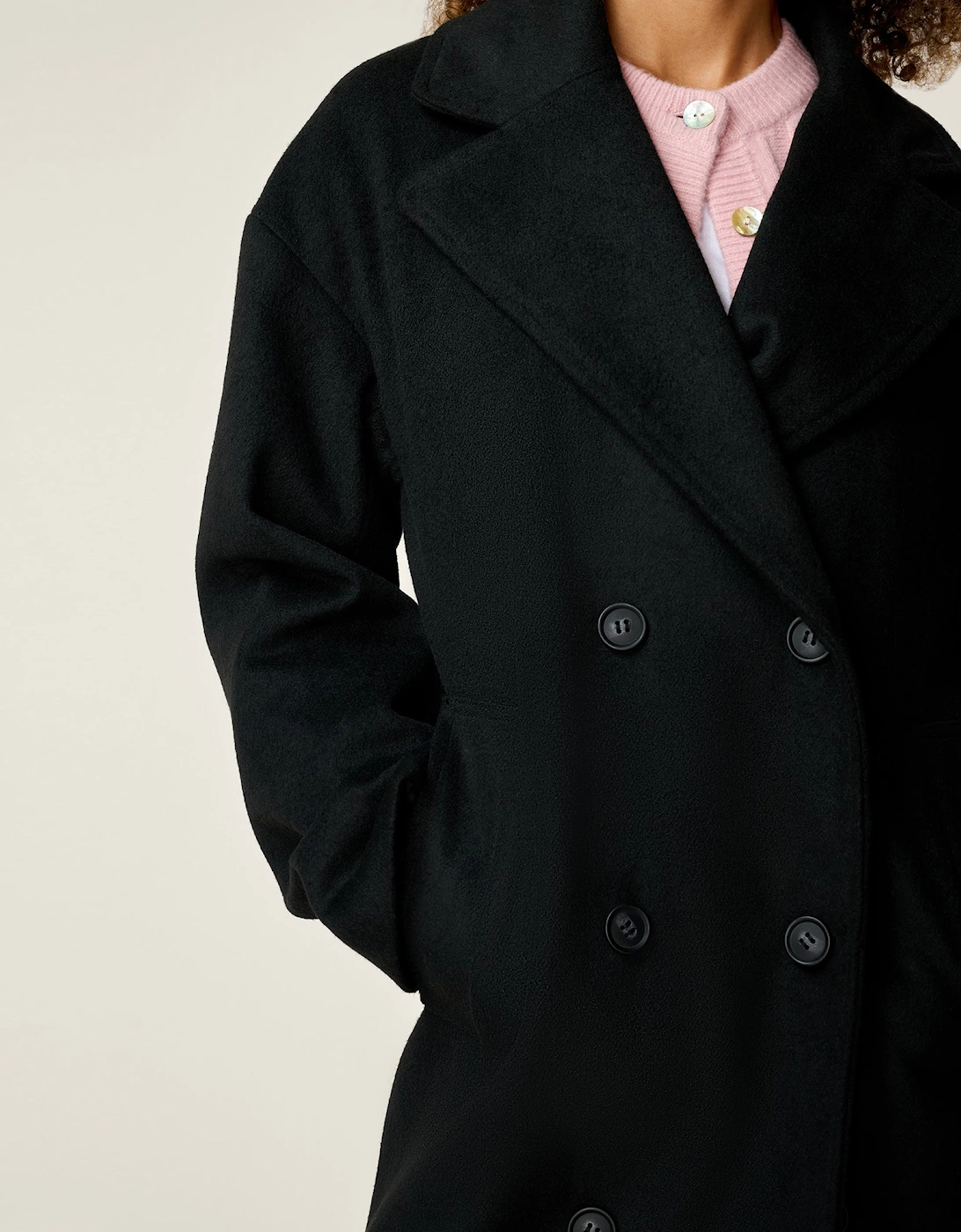Tina Wool Blend Coat in Black