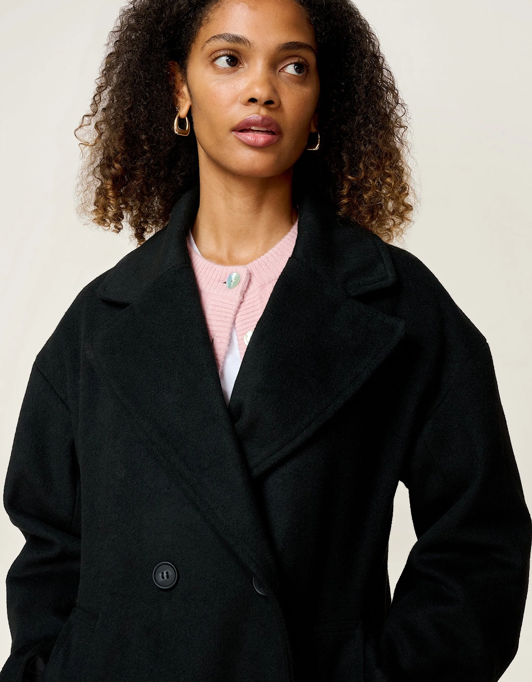 Tina Wool Blend Coat in Black