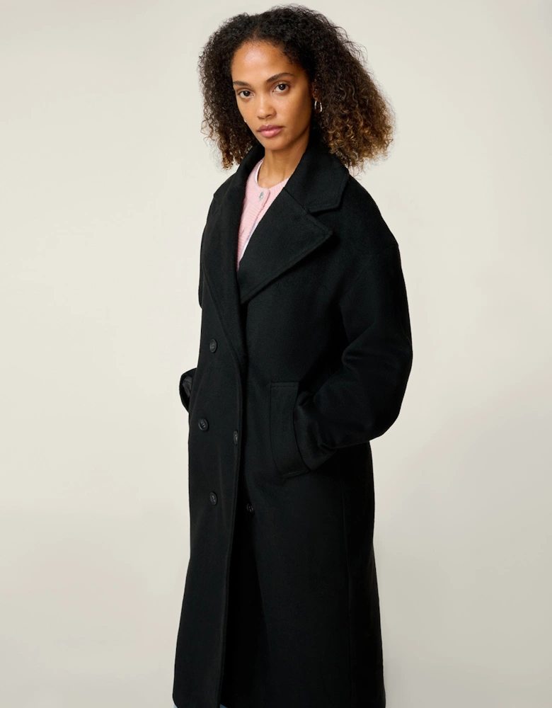 Tina Wool Blend Coat in Black