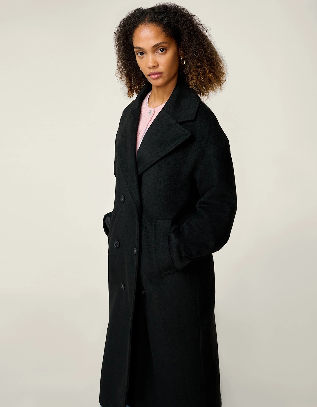 Tina Wool Blend Coat in Black
