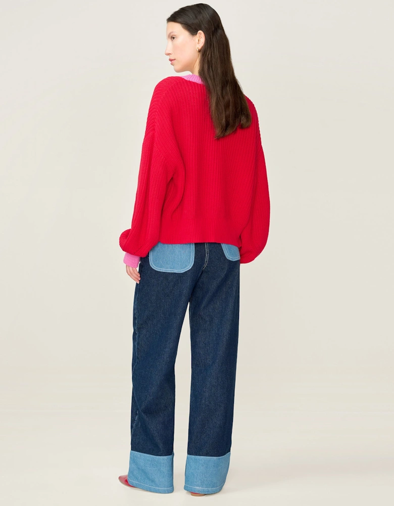 Hopper Cardigan in Red