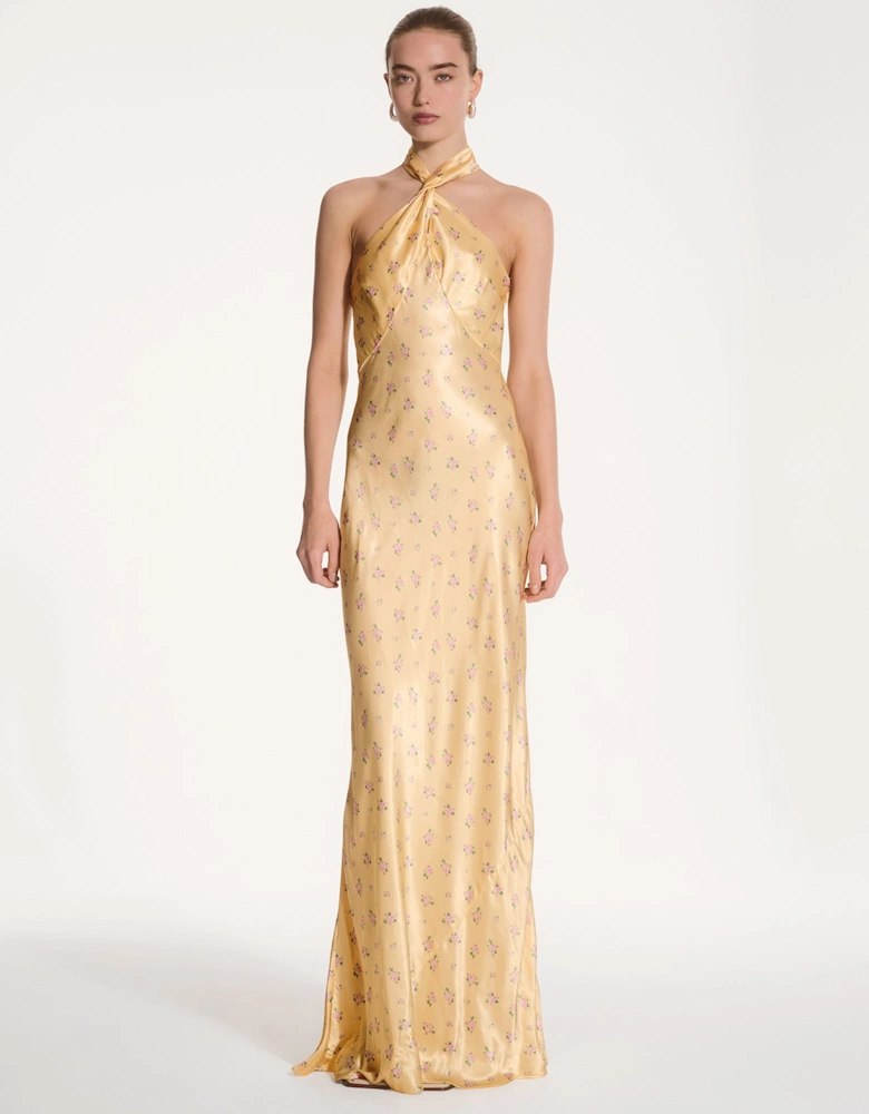 Arles Floral Dress in Vintage Yellow