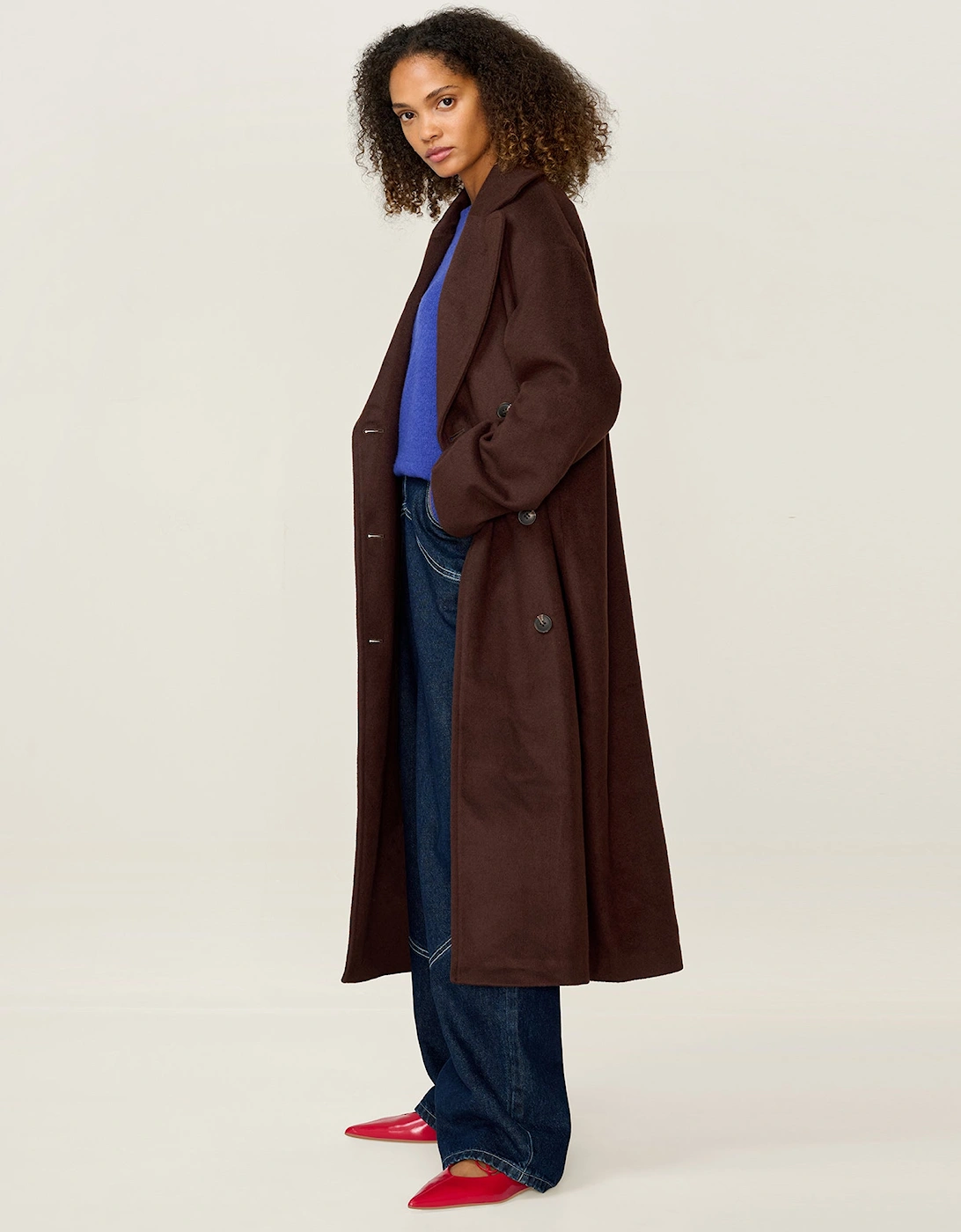 Tina Wool Blend Coat in Brown