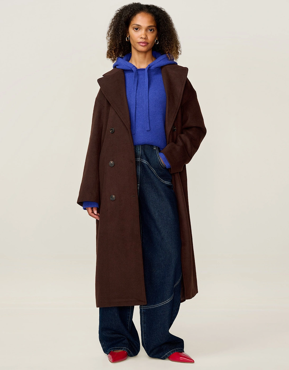 Tina Wool Blend Coat in Brown