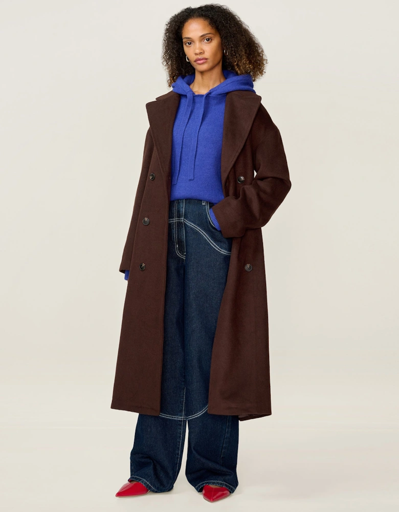 Tina Wool Blend Coat in Brown