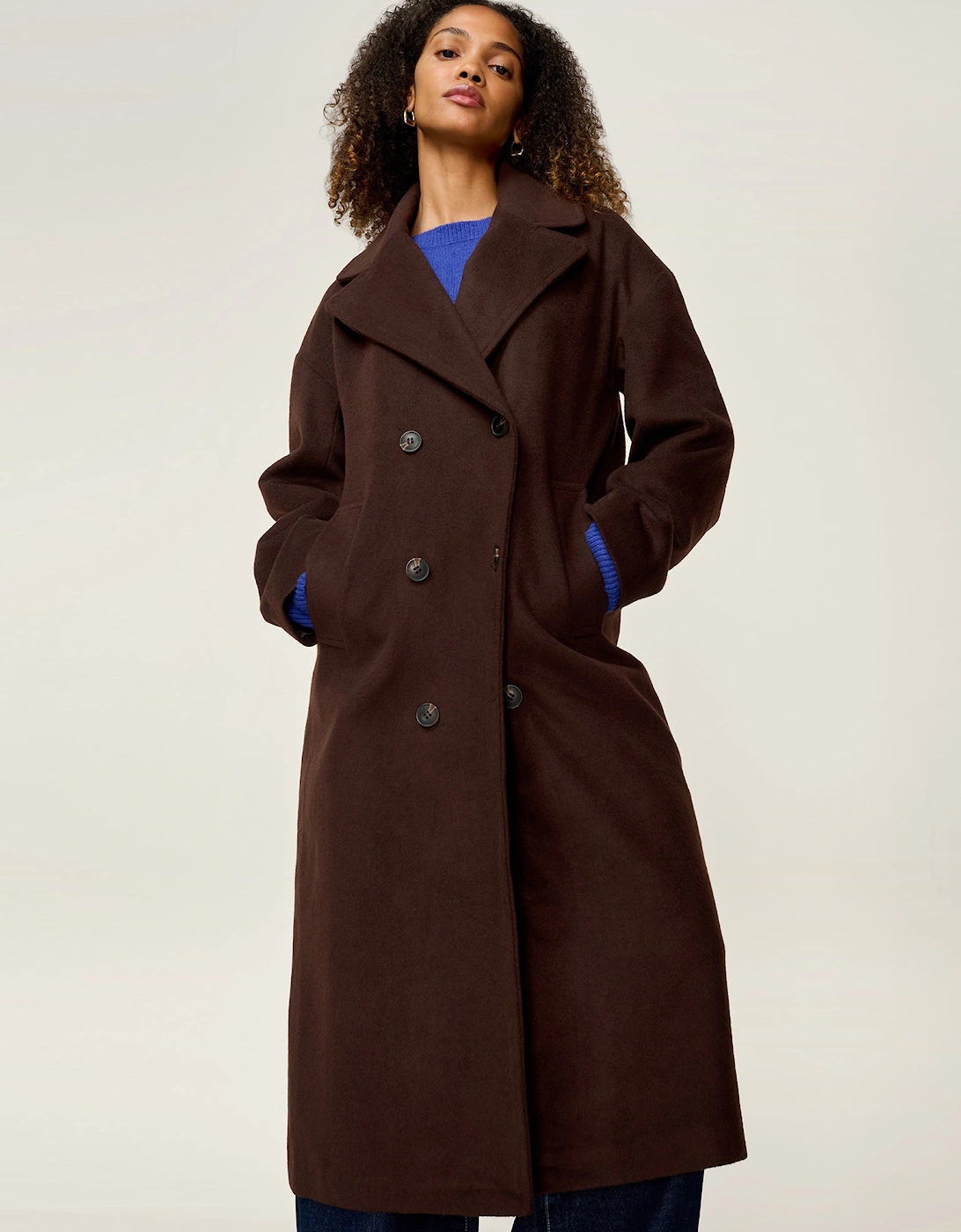 Tina Wool Blend Coat in Brown