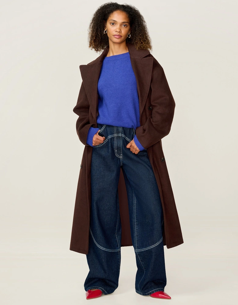 Tina Wool Blend Coat in Brown