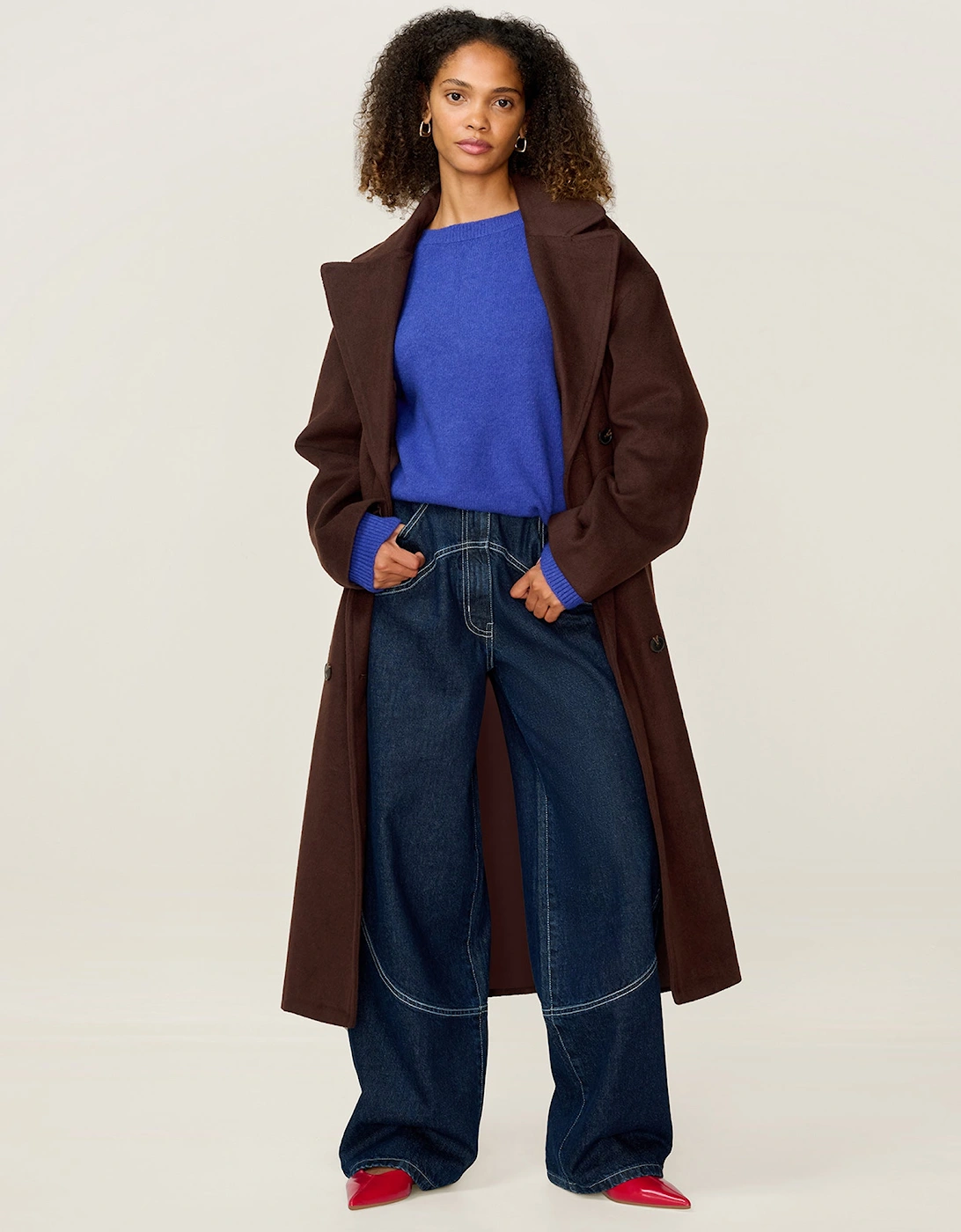 Tina Wool Blend Coat in Brown