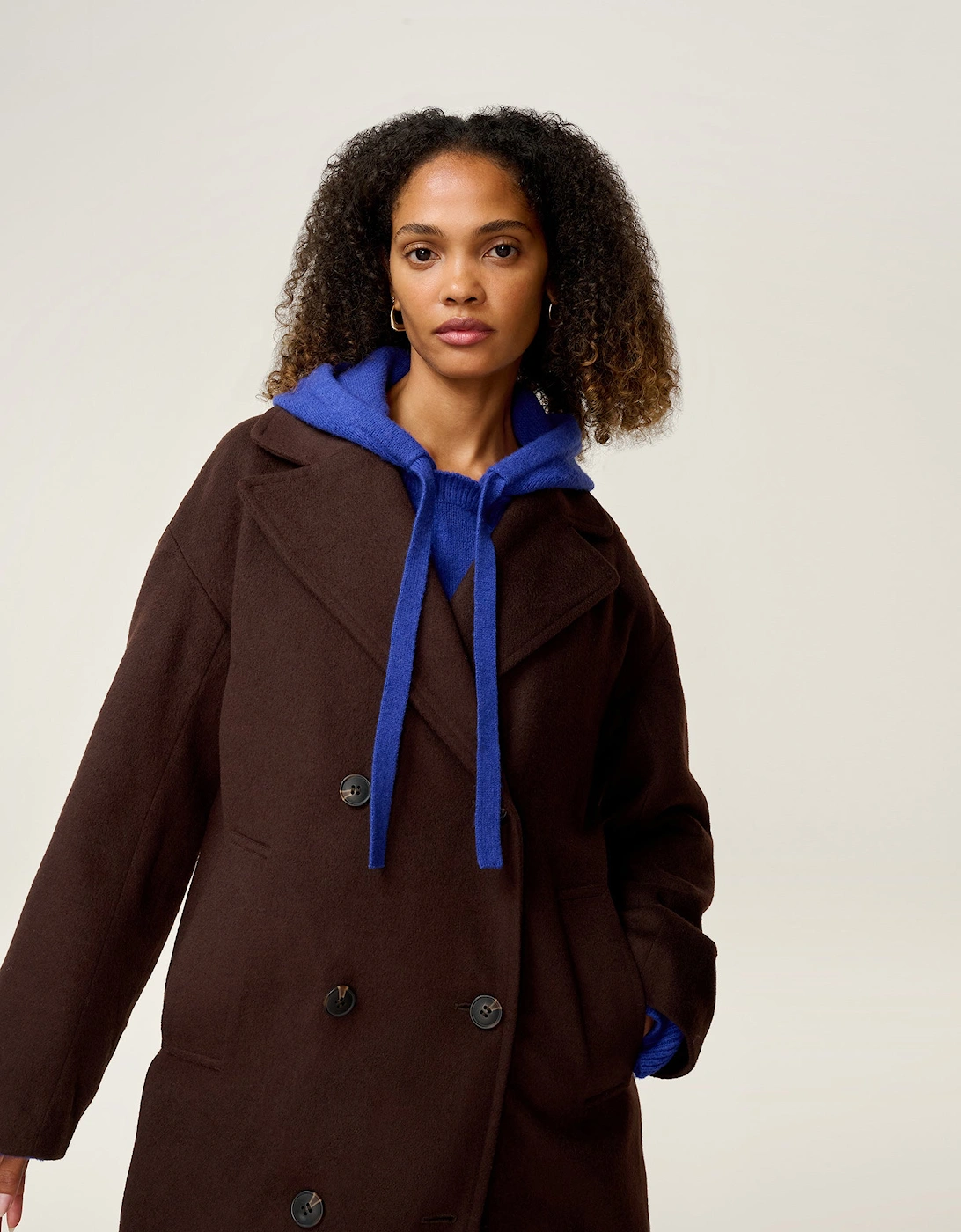 Tina Wool Blend Coat in Brown