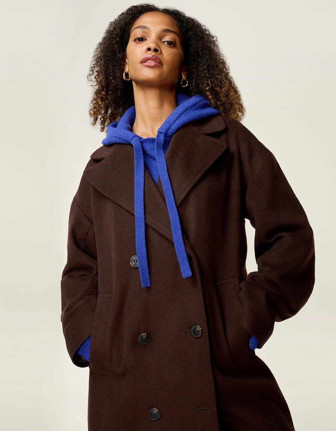 Tina Wool Blend Coat in Brown