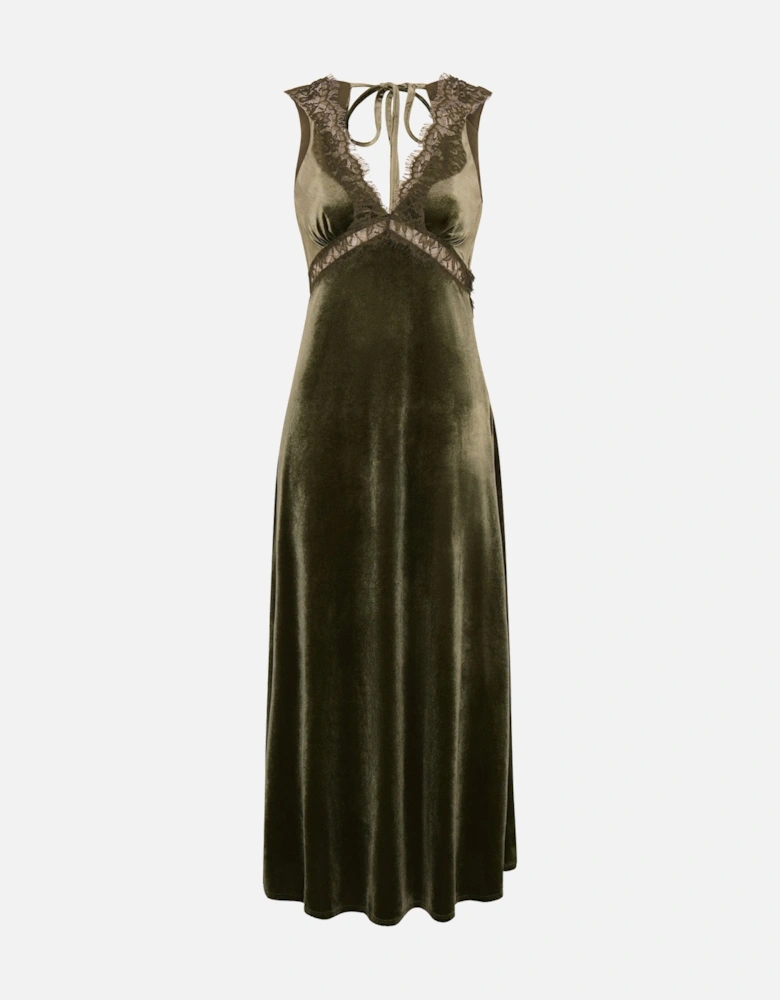 Aurelia Velvet Dress in Pear Green