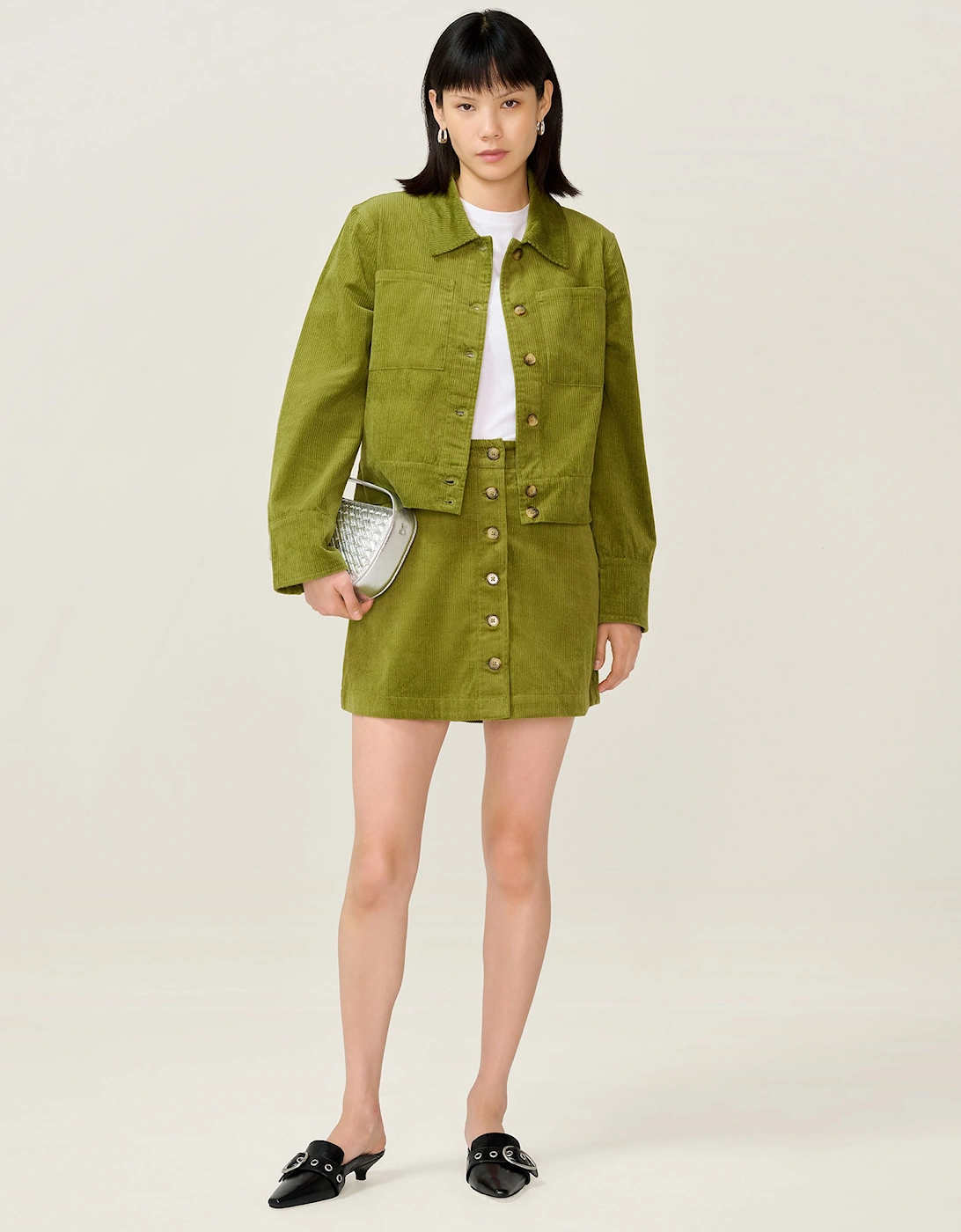 Millie Cord Jacket in Moss Green