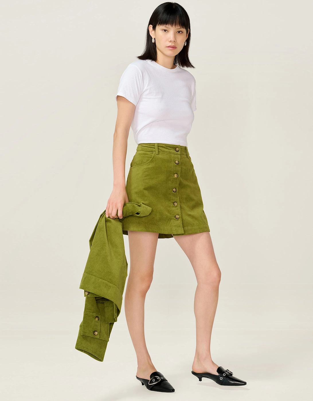 Moira Cord Skirt in Moss Green