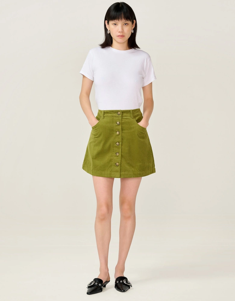 Moira Cord Skirt in Moss Green