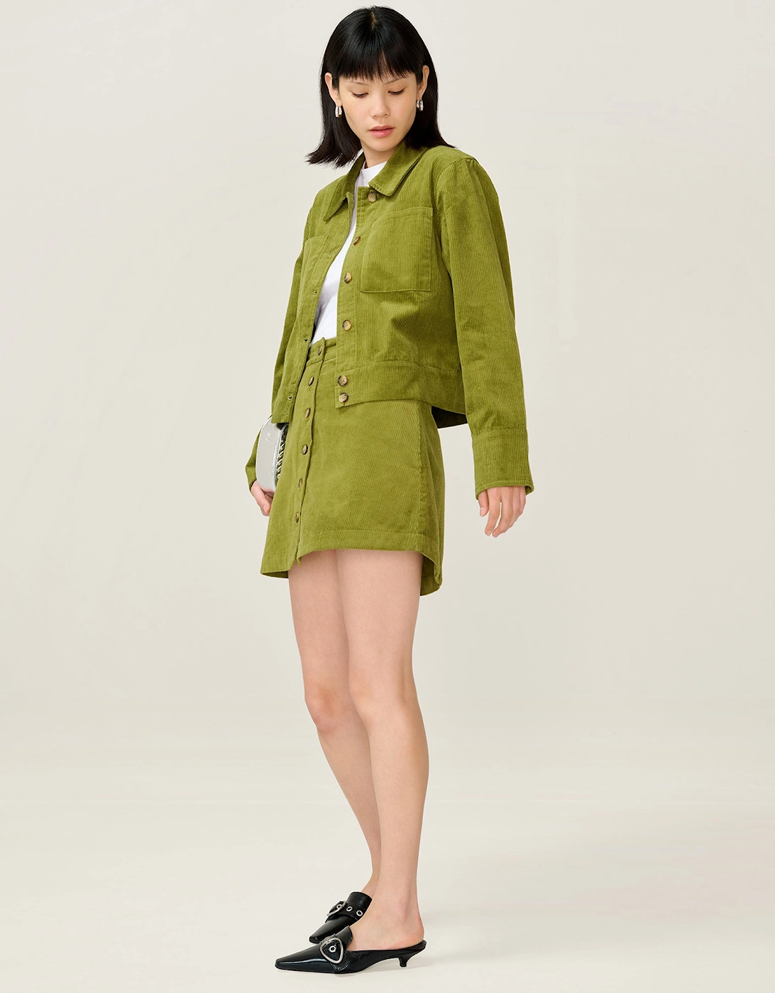 Moira Cord Skirt in Moss Green