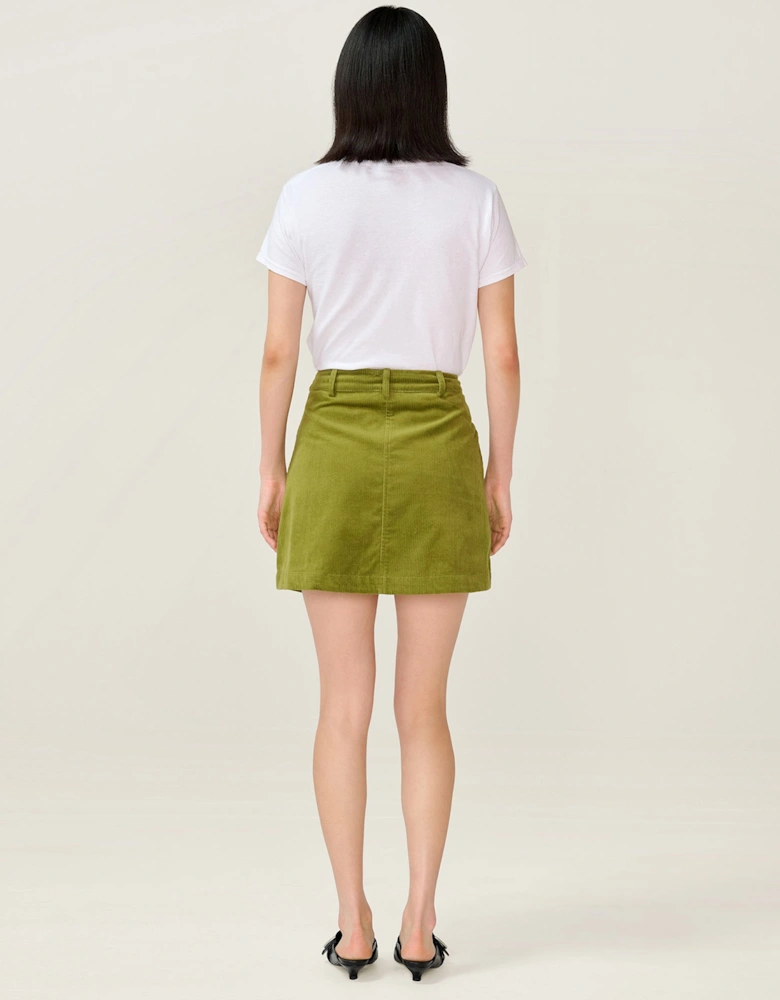Moira Cord Skirt in Moss Green
