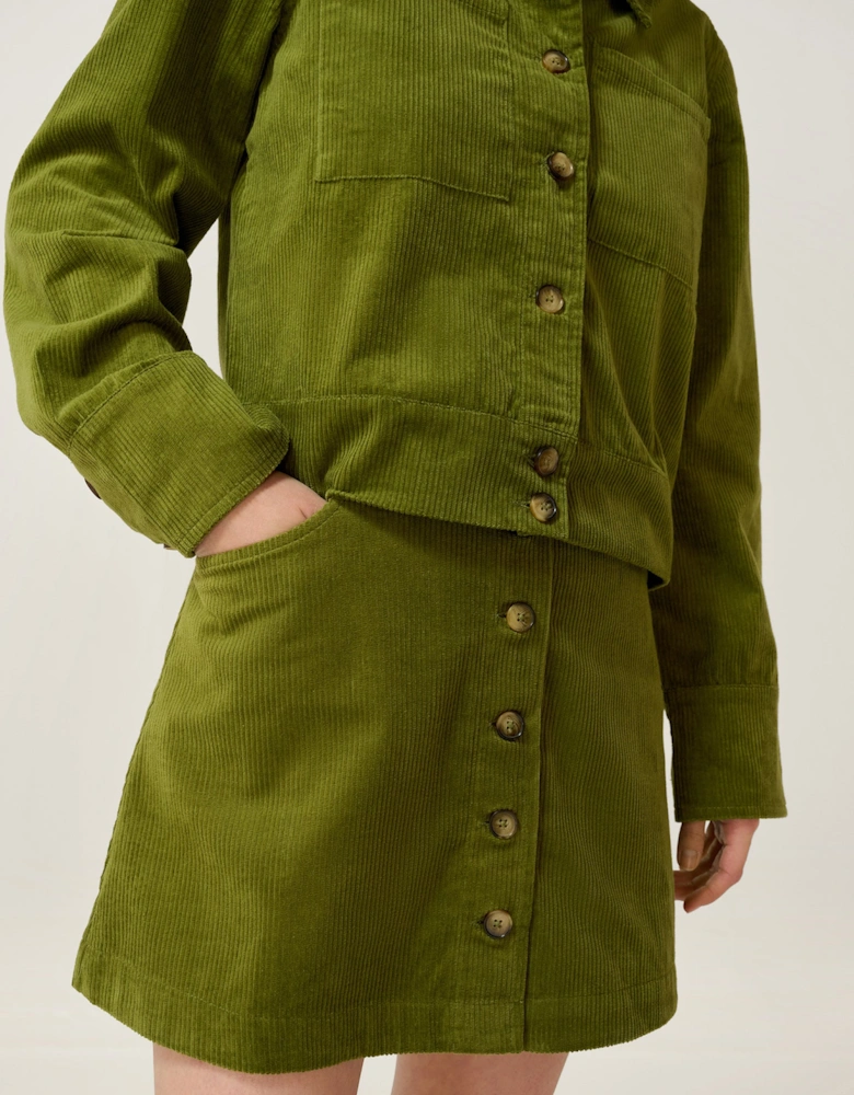 Moira Cord Skirt in Moss Green