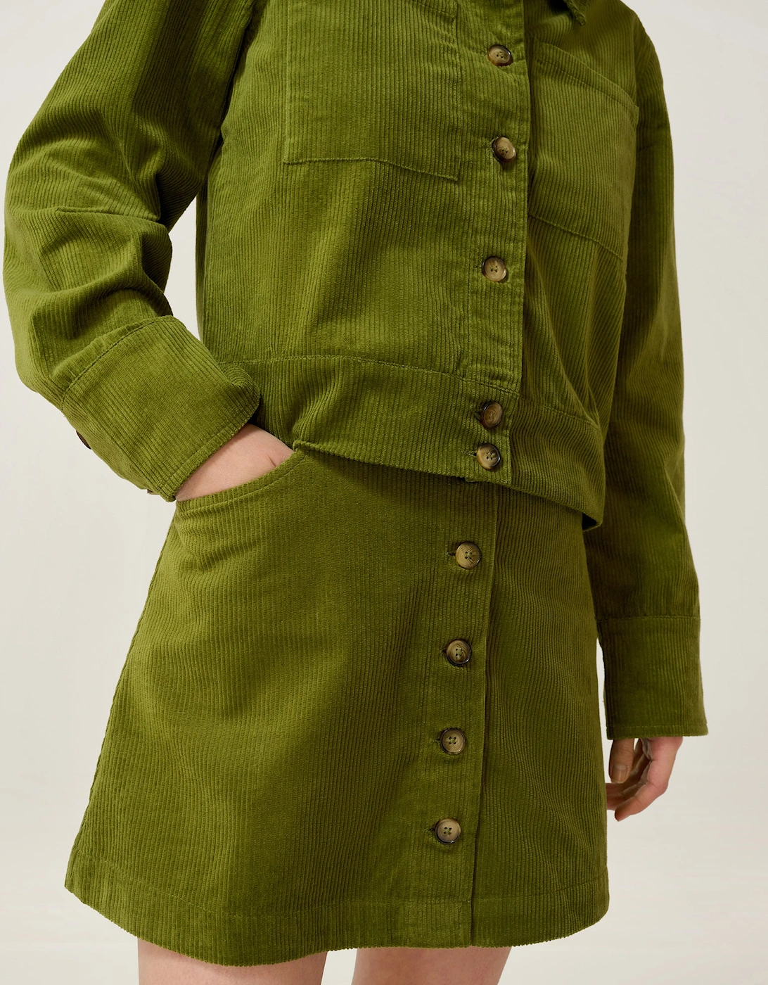 Moira Cord Skirt in Moss Green