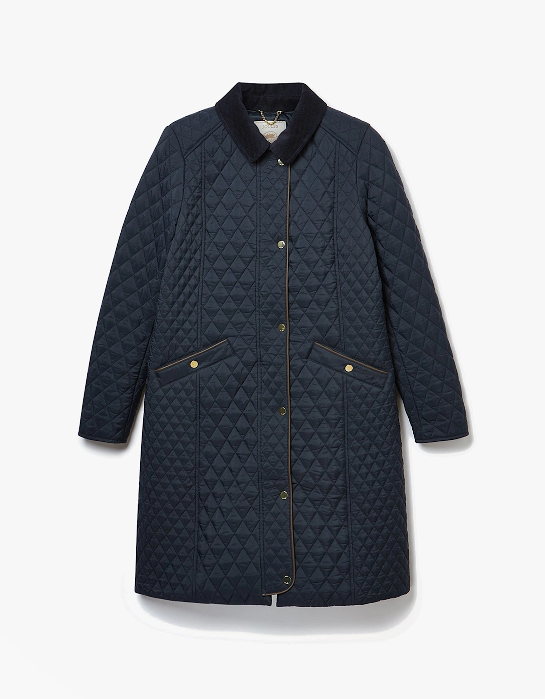ROSEWELL Longline Quilted Showerproof Coat with Collar Navy, 7 of 6