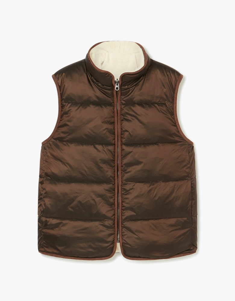 REVERSIBLE FUR Faux Fur Padded Gilet Brown/Cream