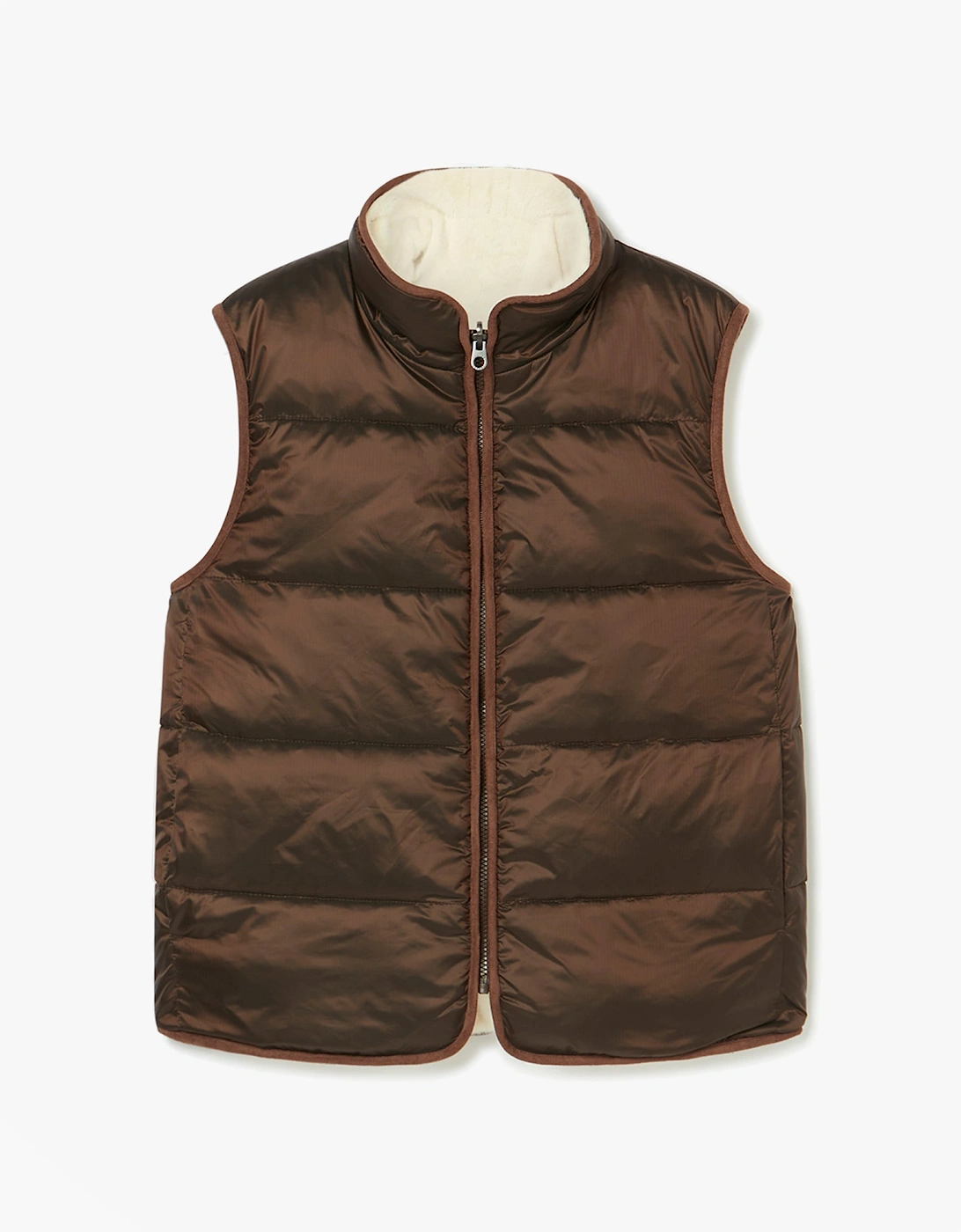 REVERSIBLE FUR Faux Fur Padded Gilet Brown/Cream, 6 of 5