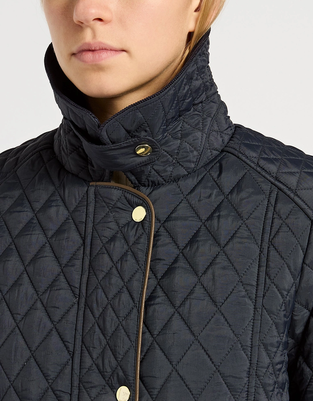 ROSEWELL Longline Quilted Showerproof Coat with Collar Navy