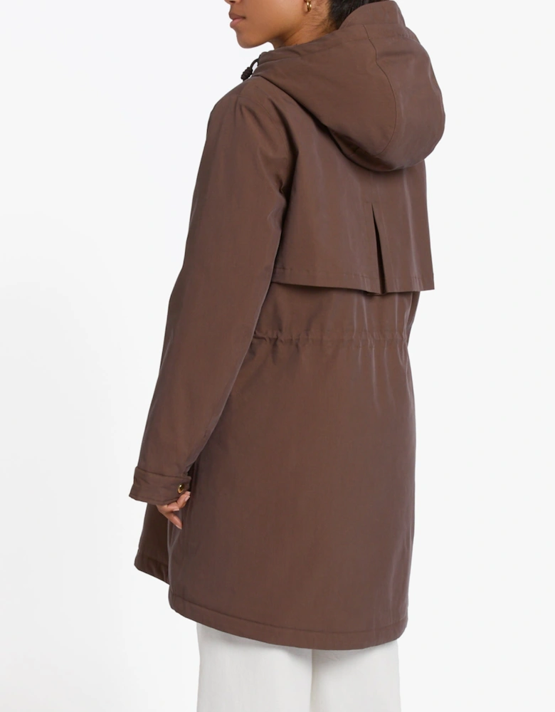 PORTWELL Waterproof Hoodie Raincoat With Adjustable Waist Brown