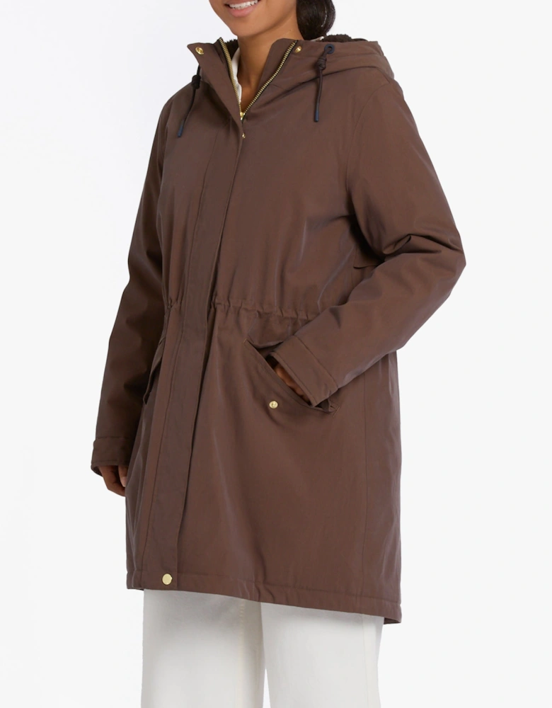 PORTWELL Waterproof Hoodie Raincoat With Adjustable Waist Brown