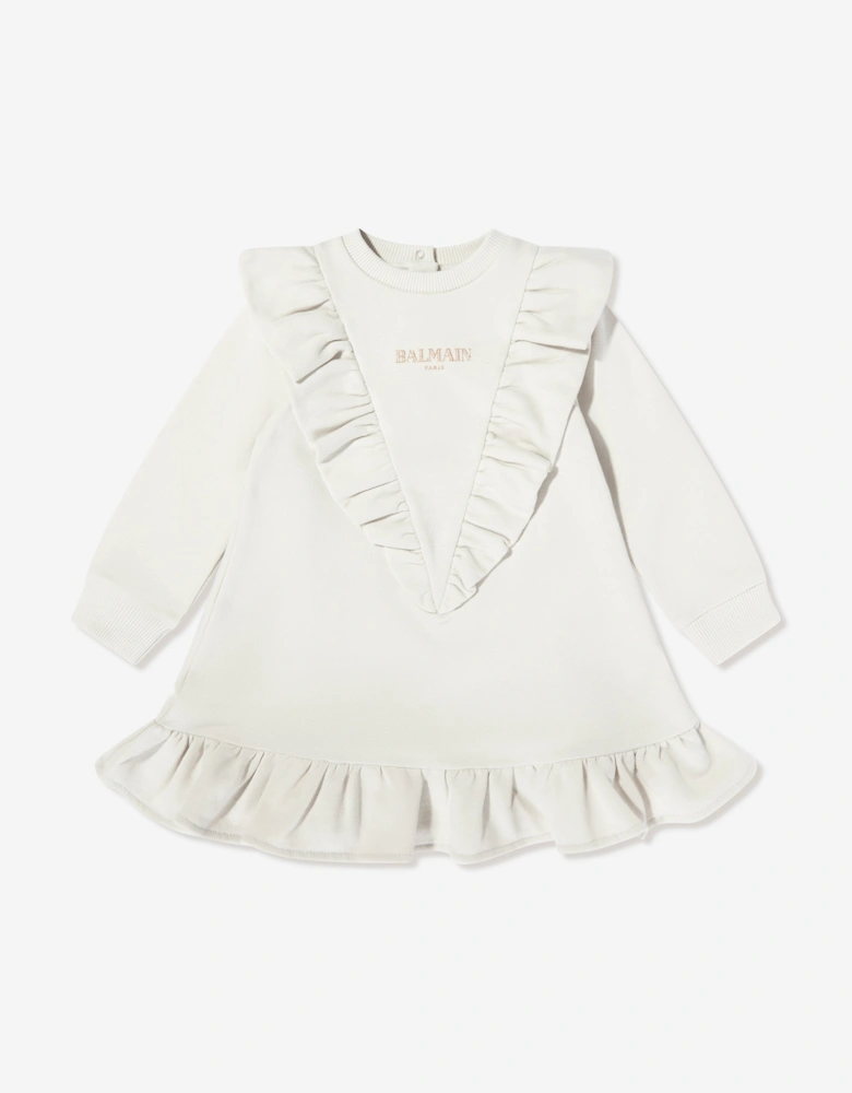 Baby Girls Ruffle Jersey Dress in Beige