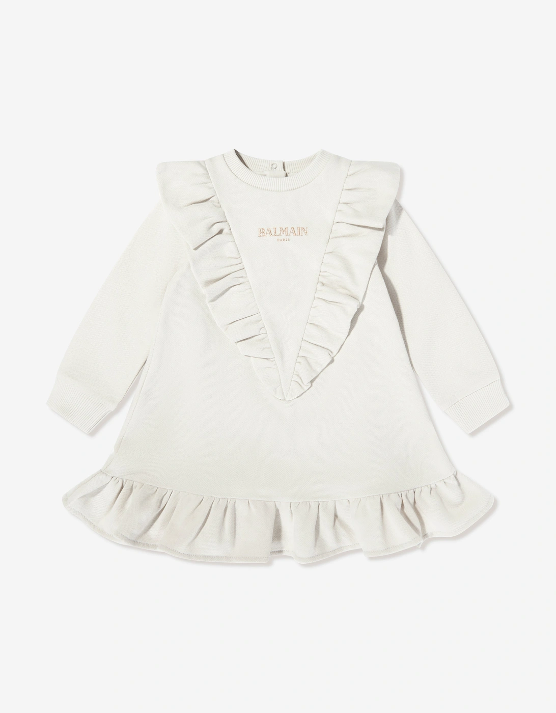 Baby Girls Ruffle Jersey Dress in Beige