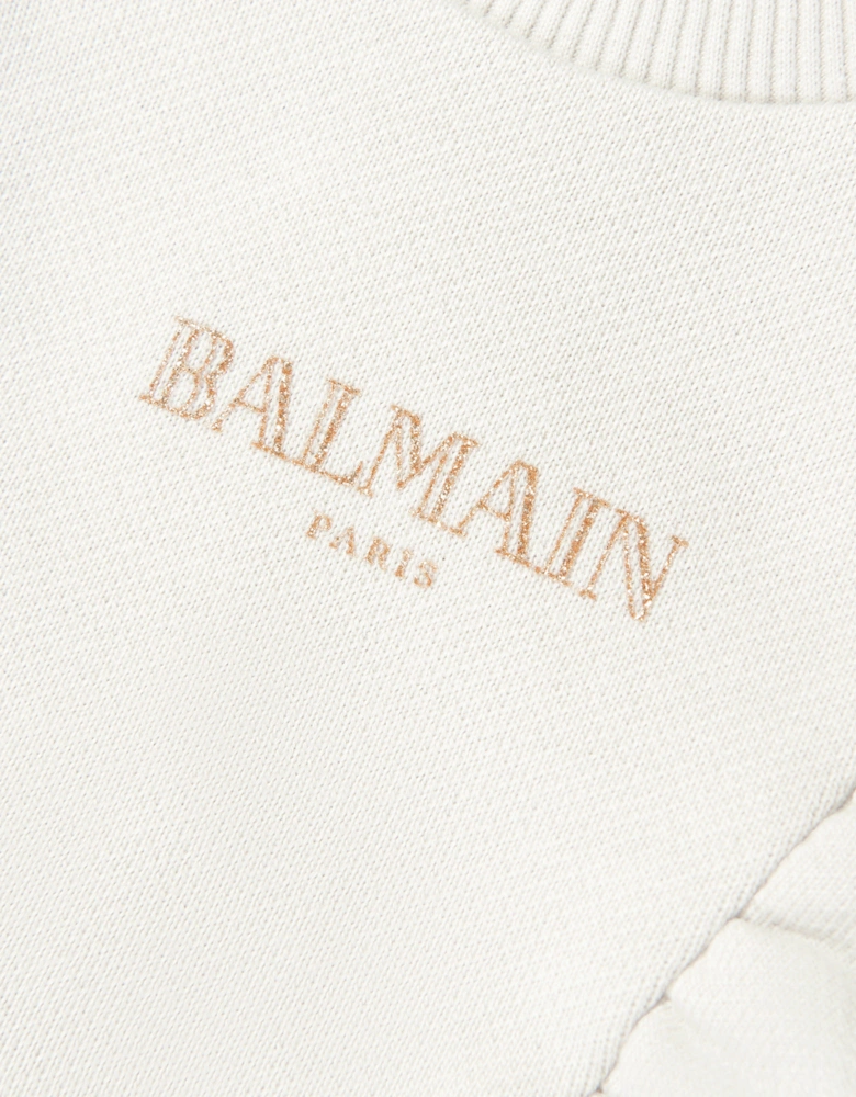 Baby Girls Ruffle Jersey Dress in Beige