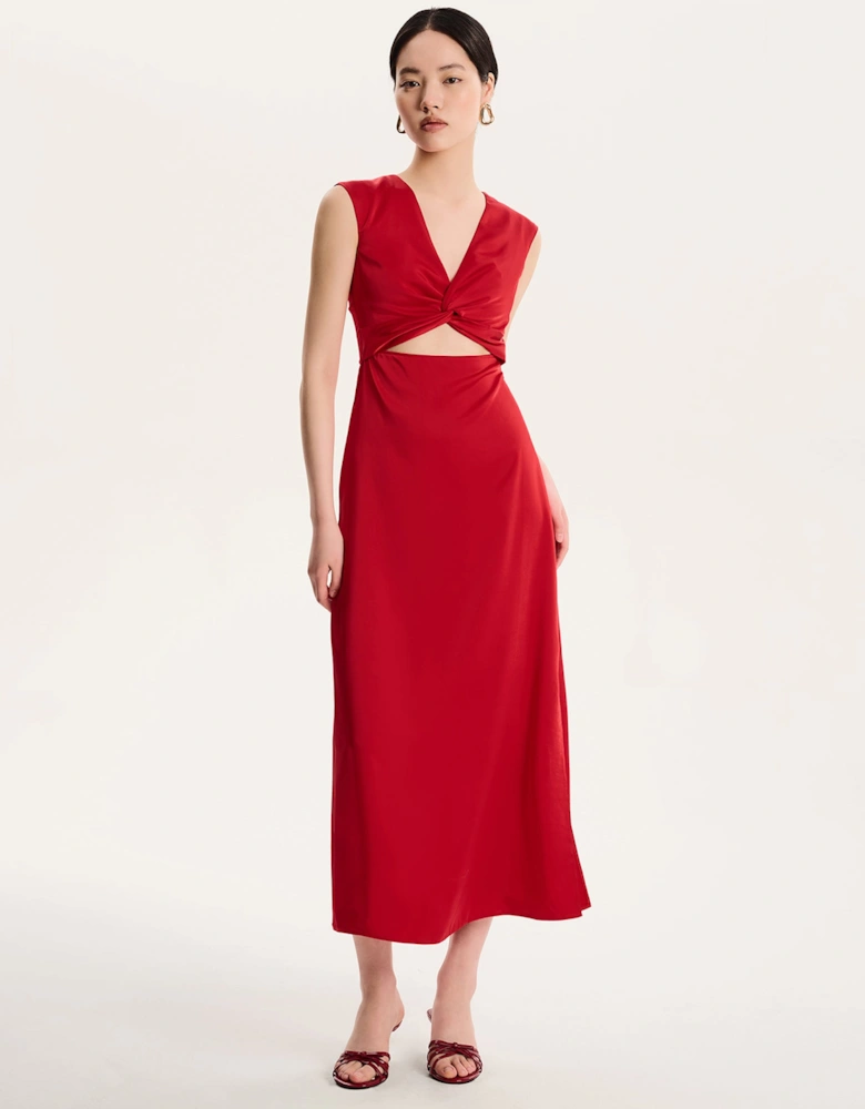 Marin Twist Satin Dress in Barbados Cherry