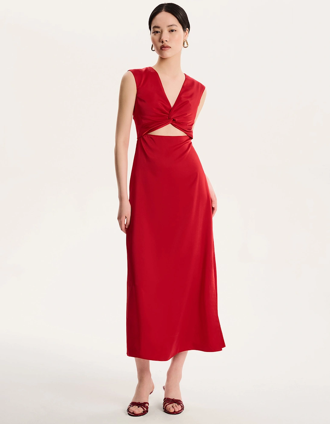Marin Twist Satin Dress in Barbados Cherry, 6 of 5