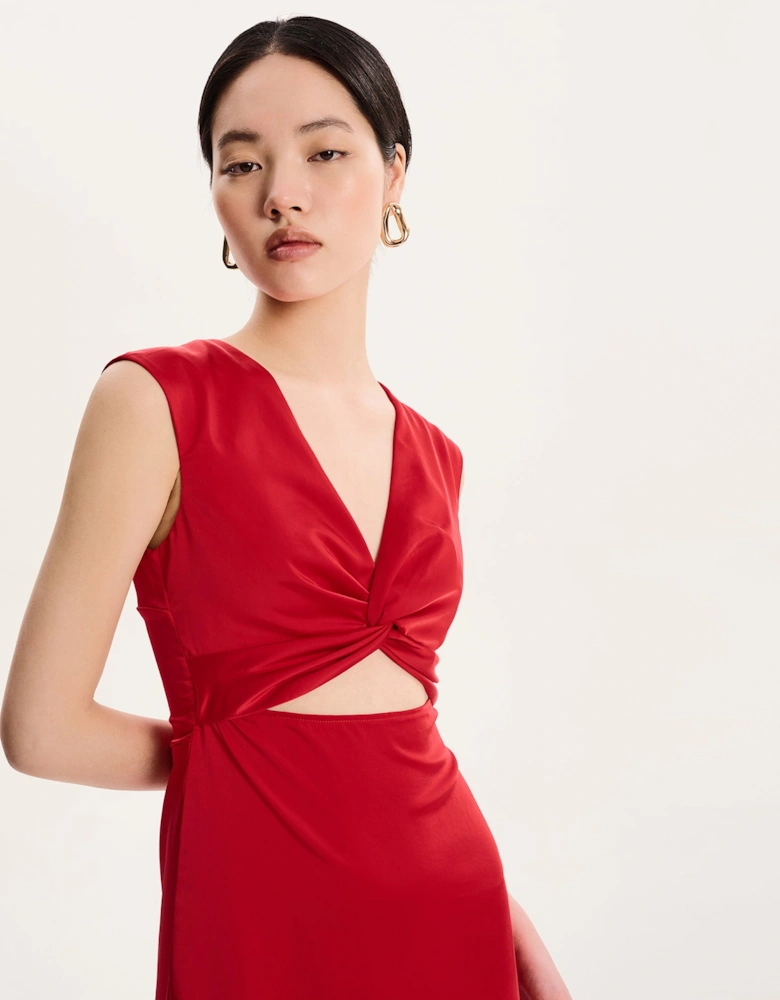 Marin Twist Satin Dress in Barbados Cherry