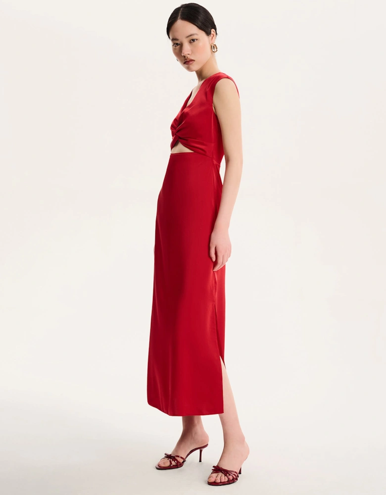 Marin Twist Satin Dress in Barbados Cherry